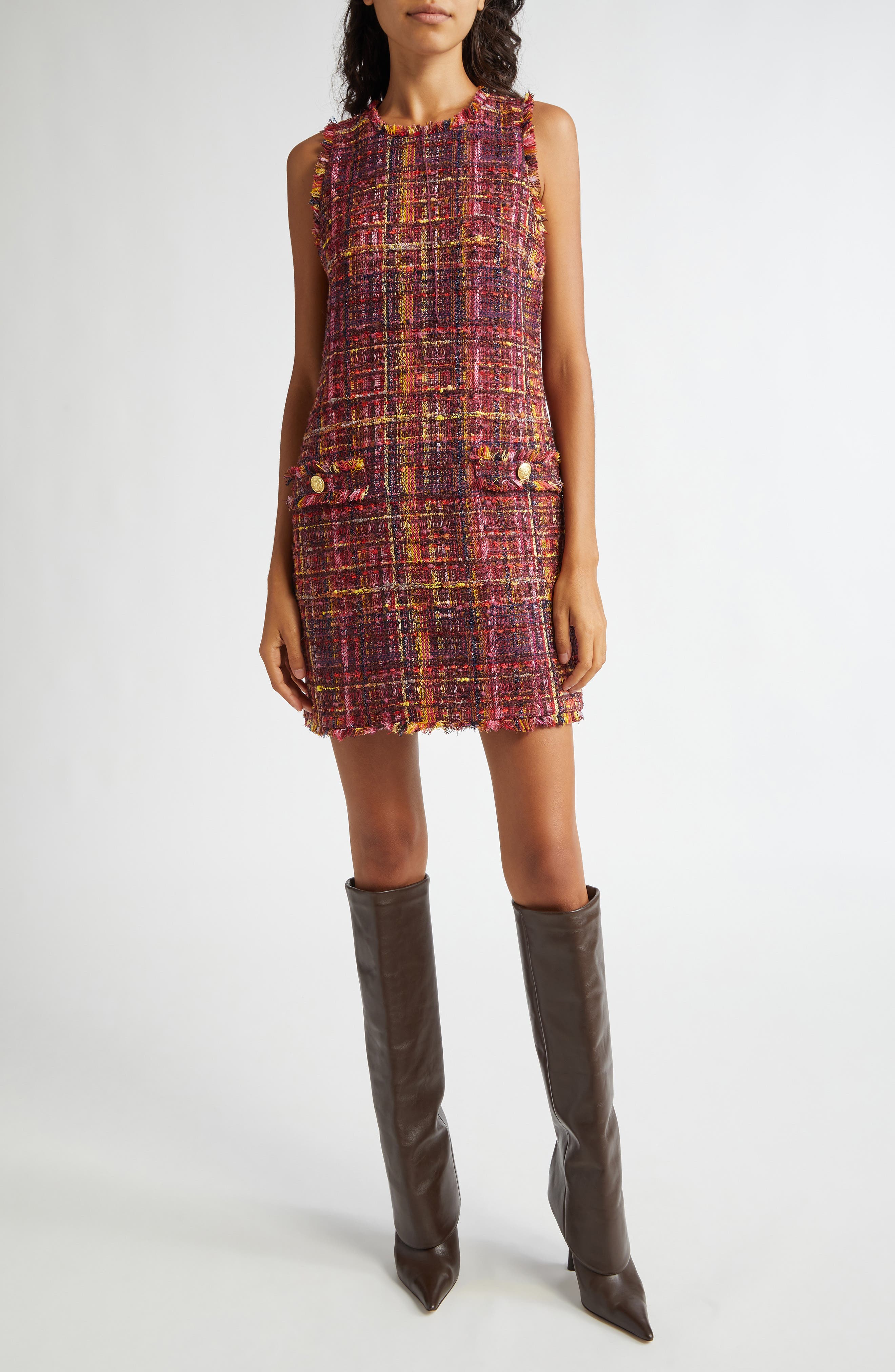 L'AGENCE Florian Tweed Shift Dress