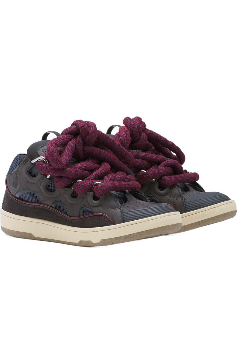 Lanvin Curb Sneakers In Leather With Snake Laces For Men, Alternate, color,