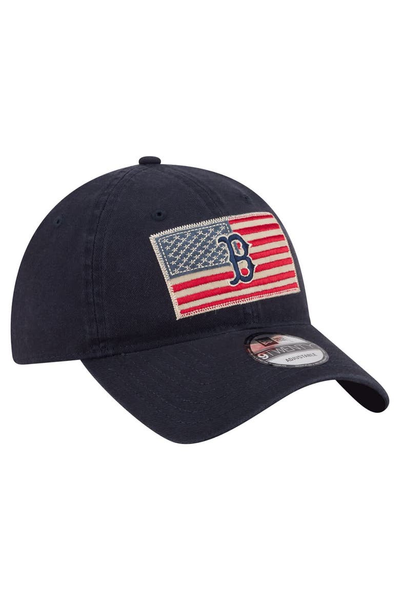 Men's New Era Navy Boston Red Sox Americana Flag 9TWENTY Adjustable Hat, Alternate, color, Navy