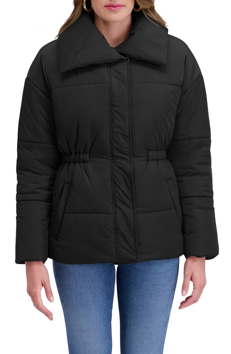 Kensie Envelope Collar Puffer Coat, Main, color, Black