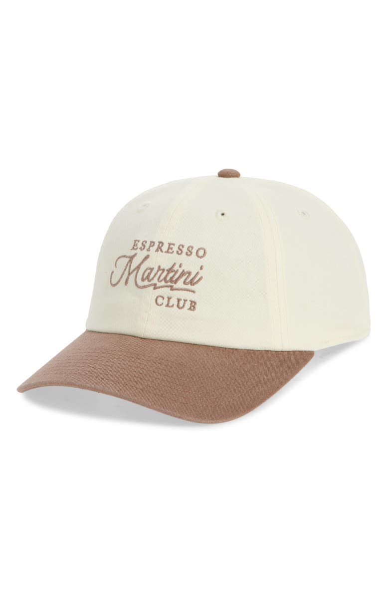 American Needle Espresso Martini Club Embroidered Snapback Hat, Main, color, Ivory / Espresso