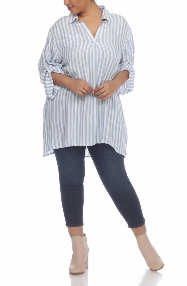 BOHO ME Stripe Collared Shirtdress, Alternate, color, Chambray Stripe