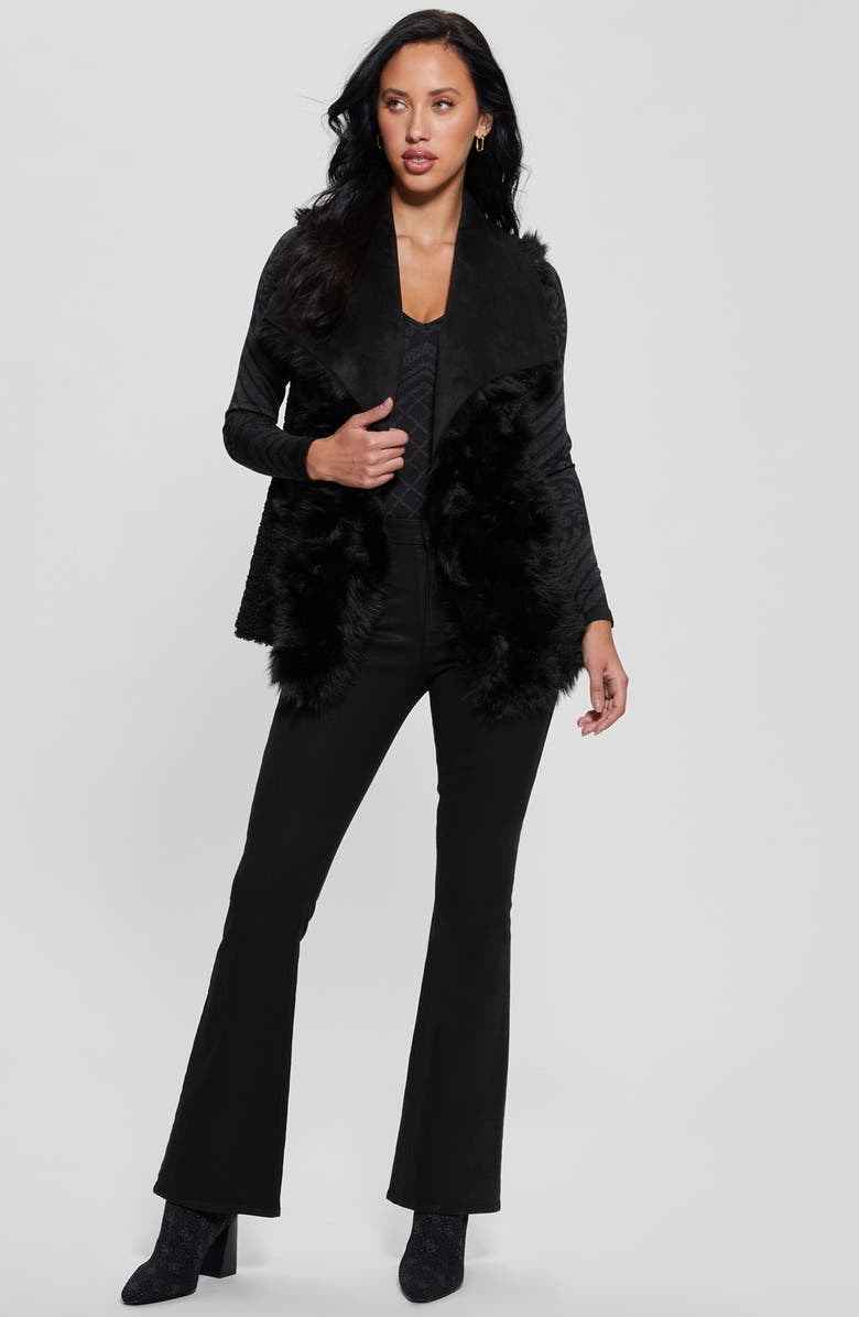 GUESS Nami Reversible Faux Fur & Faux Suede Vest, Alternate, color,