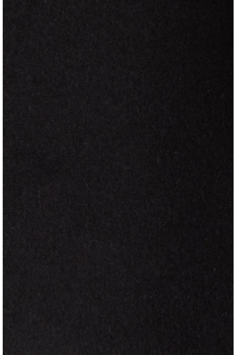Belted Faux Leather Trim Wool Blend Coat, Alternate, color, BLACK