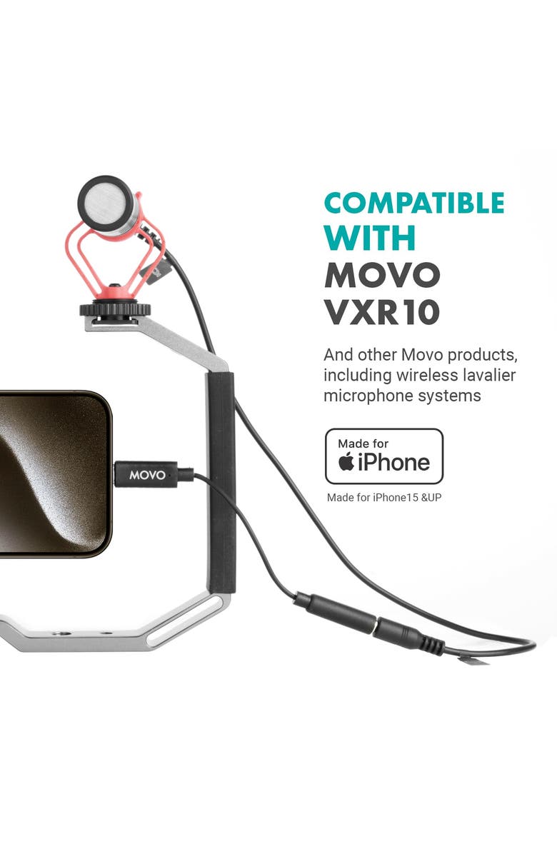 MOVO Female 3.5mm TRRS Microphone Adapter Cable to USB-C Connector Dongle, Alternate, color, Black