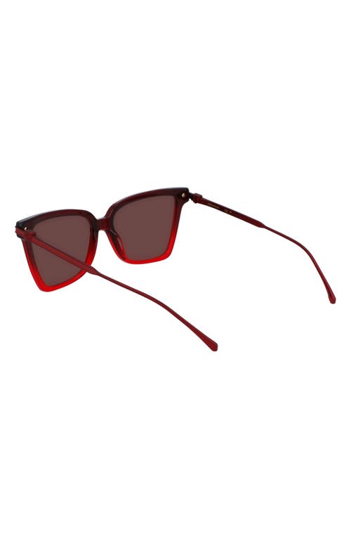 Ferragamo Gancini 56mm Butterfly Sunglasses In Gradient Transparent Dark Red
