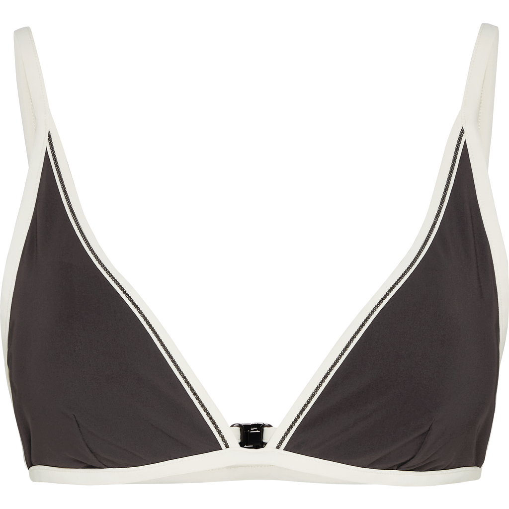 Brunello Cucinelli Techno Jersey Monili-trim Bikini Top In Brown