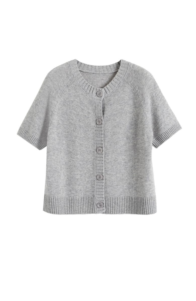Chinti & Parker Lightweight Wool-Cashmere Button-Front Tee, Alternate, color, Light Grey