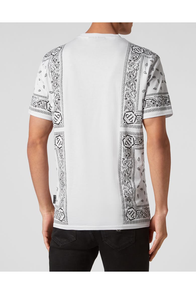 T-Shirt Round Neck Paisley Men, Alternate, color, white