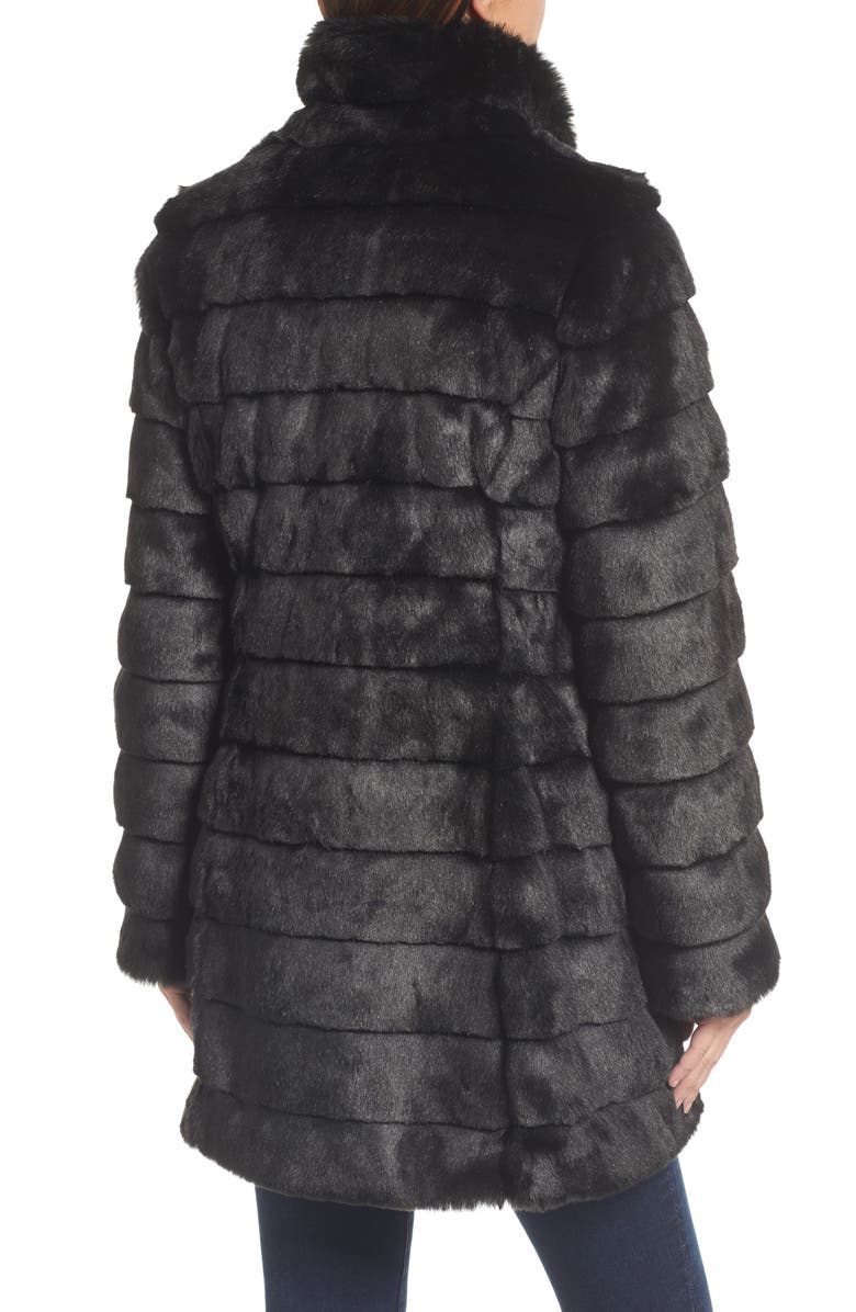 Eliza J Grooved Faux Fur Coat, Alternate, color, 