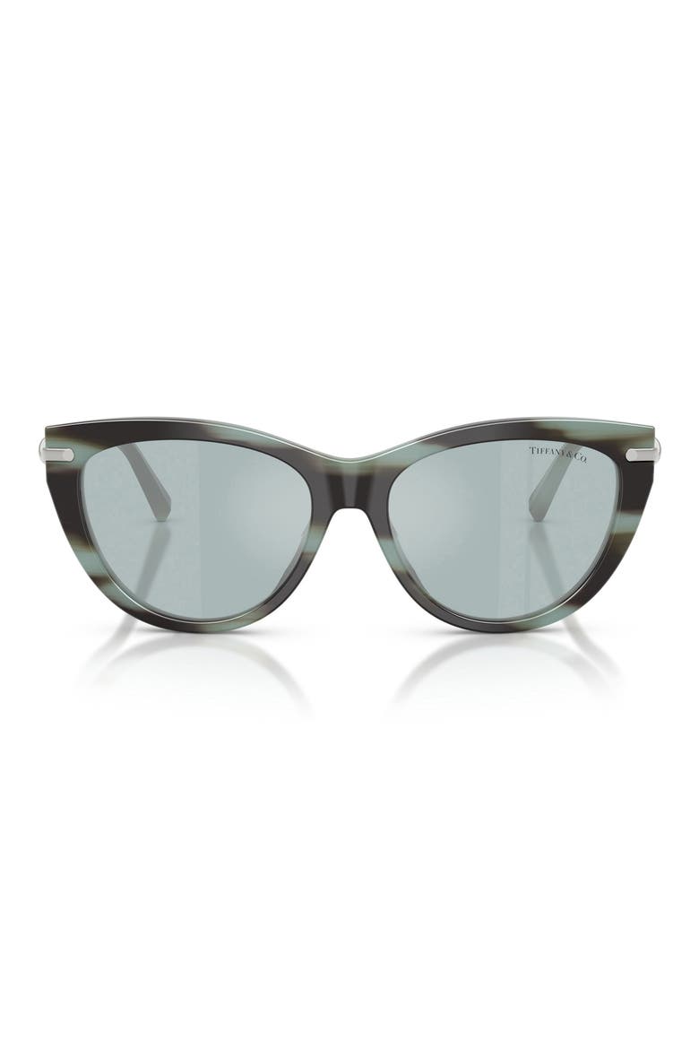 55mm Cat Eye Sunglasses, Main, color, STRIPED BLACK TIFFANY / AZURE