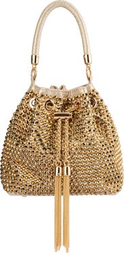 Olga Berg Santorini Studded Hotfix Drawstring Top Handle Bag