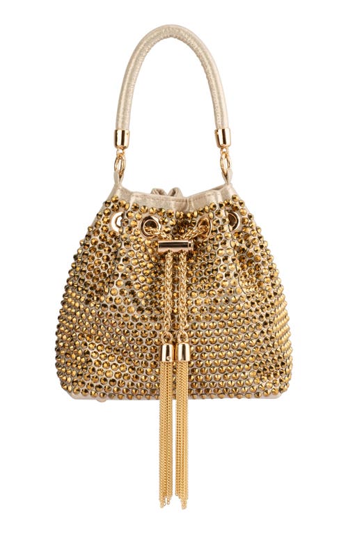 Olga Berg Santorini Studded Hotfix Drawstring Top Handle Bag in Gold at Nordstrom