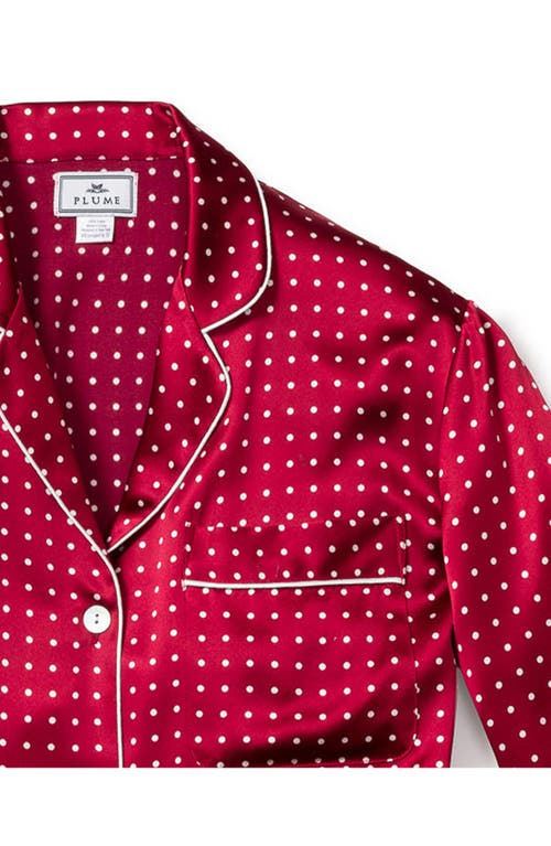 Petite Plume Print Mulberry Silk Pajamas In Red