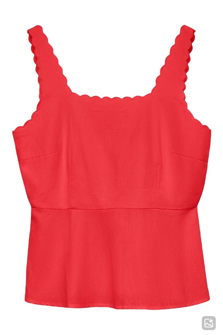 Julietta Scallop Trim Peplum Top, Alternate, color, POINSETTIA