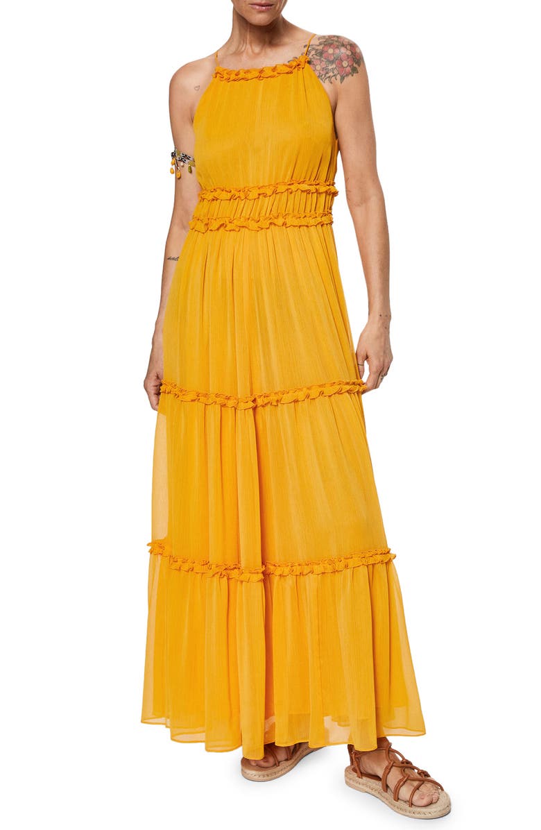 MANGO Ruffle Maxi Dress, Main, color, 