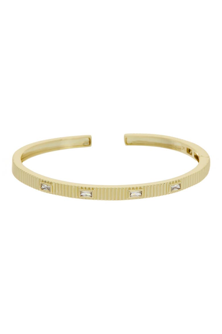 Cubic Zirconia Ribbed Cuff Bangle, Main, color, YELLOW