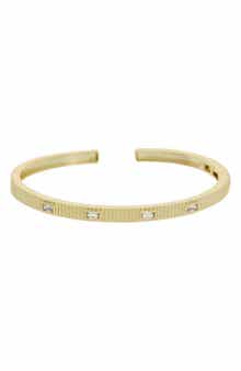 Cubic Zirconia Ribbed Cuff Bangle