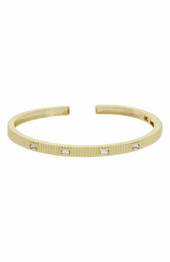 Cubic Zirconia Ribbed Cuff Bangle
