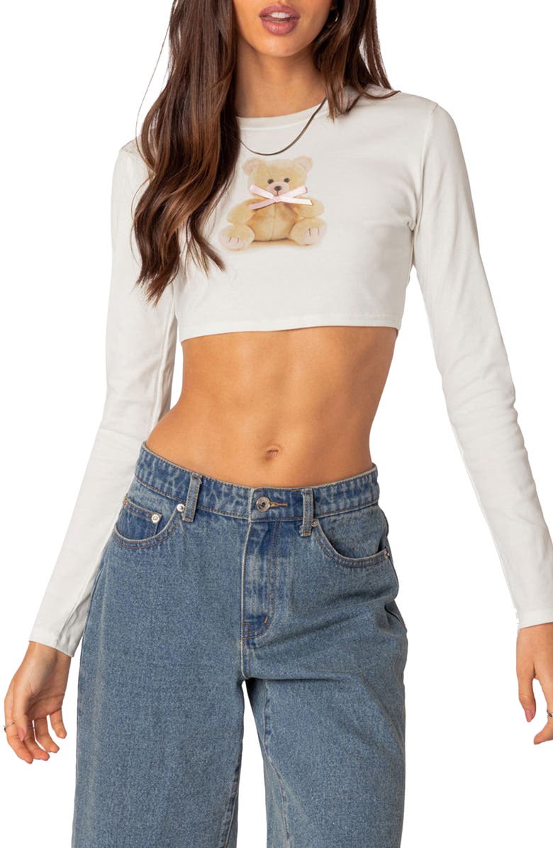 EDIKTED Ted Crop Top, Main, color, White