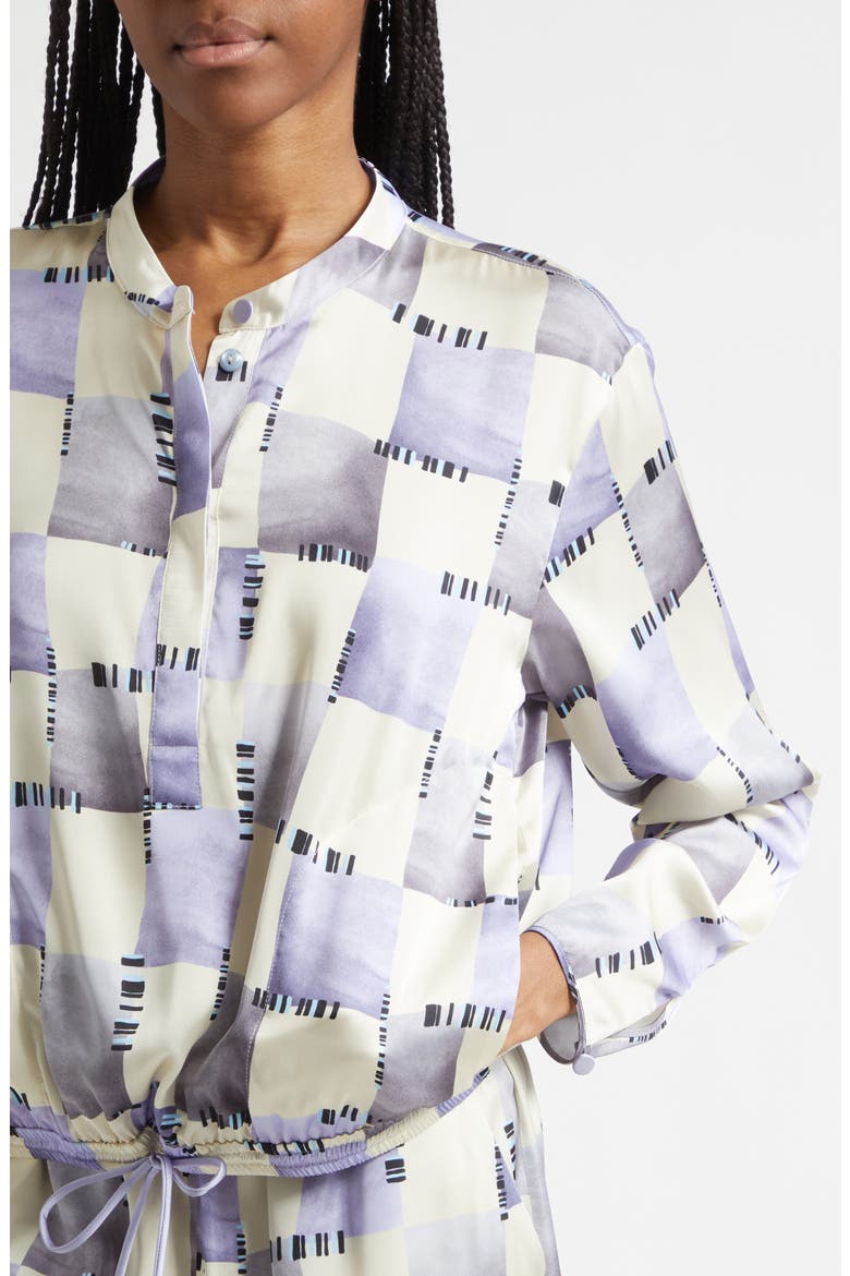 Check Satin Top, Alternate, color, PURPLE