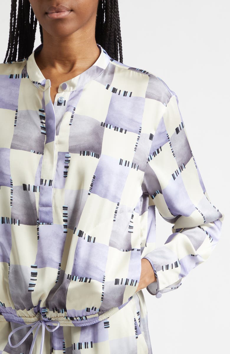 Emporio Armani Check Satin Top, Alternate, color, Purple