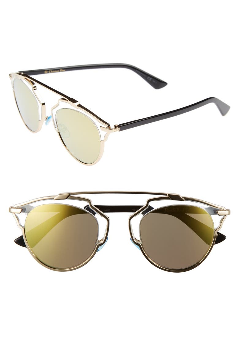 So Real 48mm Brow Bar Sunglasses, Main, color, GOLD/ CRYSTAL BLACK
