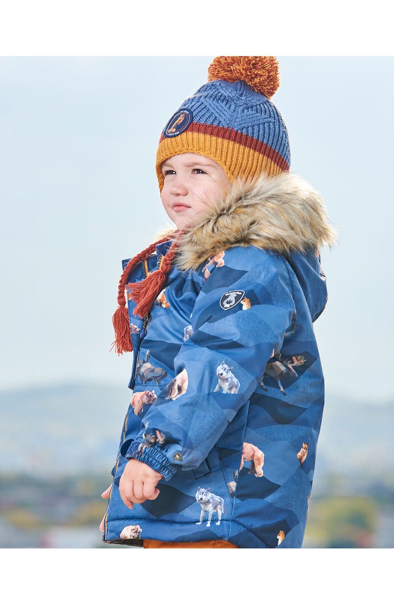 Deux par Deux Baby Boy's Peruvian Knit Hat Gradient Navy And Yellow, Alternate, color, Gradient Stripes