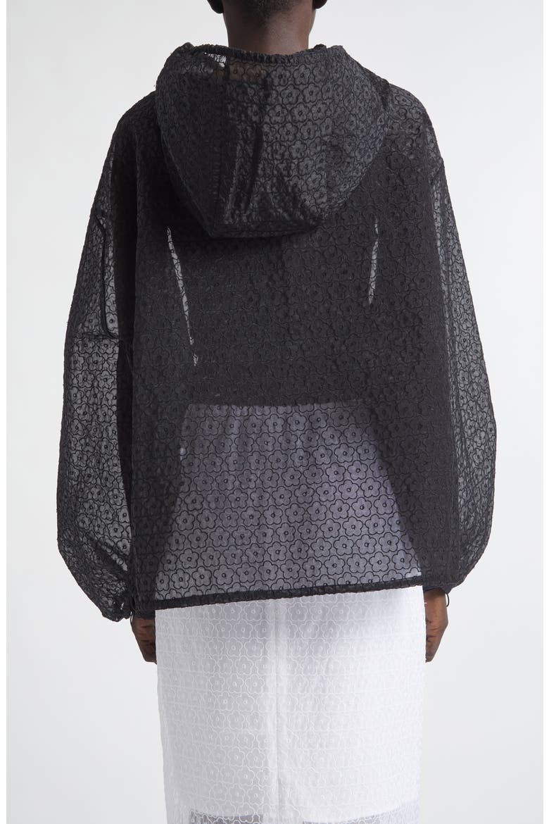 Shila Windflower Embroidered Sheer Organza Hoodie, Alternate, color, BLACK