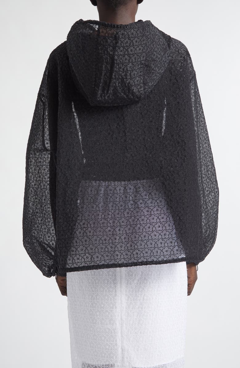 Cecilie Bahnsen Shila Windflower Embroidered Sheer Organza Hoodie, Alternate, color, Black