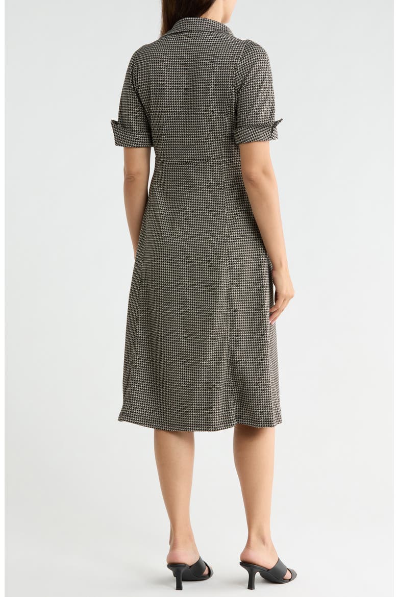 Short Sleeve A-Line Dress, Alternate, color, BLACK/ CREAM PLUS DIAGONALS