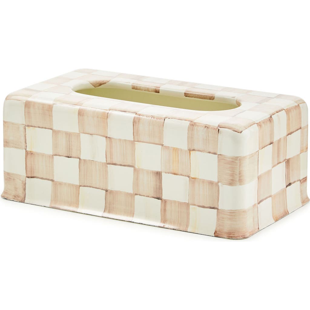 Mackenzie-childs Mackenzie Childs Mocha Check Standard Tissue Box Holder In Neutral