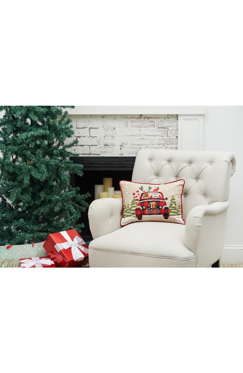 C&F Home Road Trip Friends Christmas LED Light-Up Throw Pillow, 18" x 18", Alternate, color, Brown