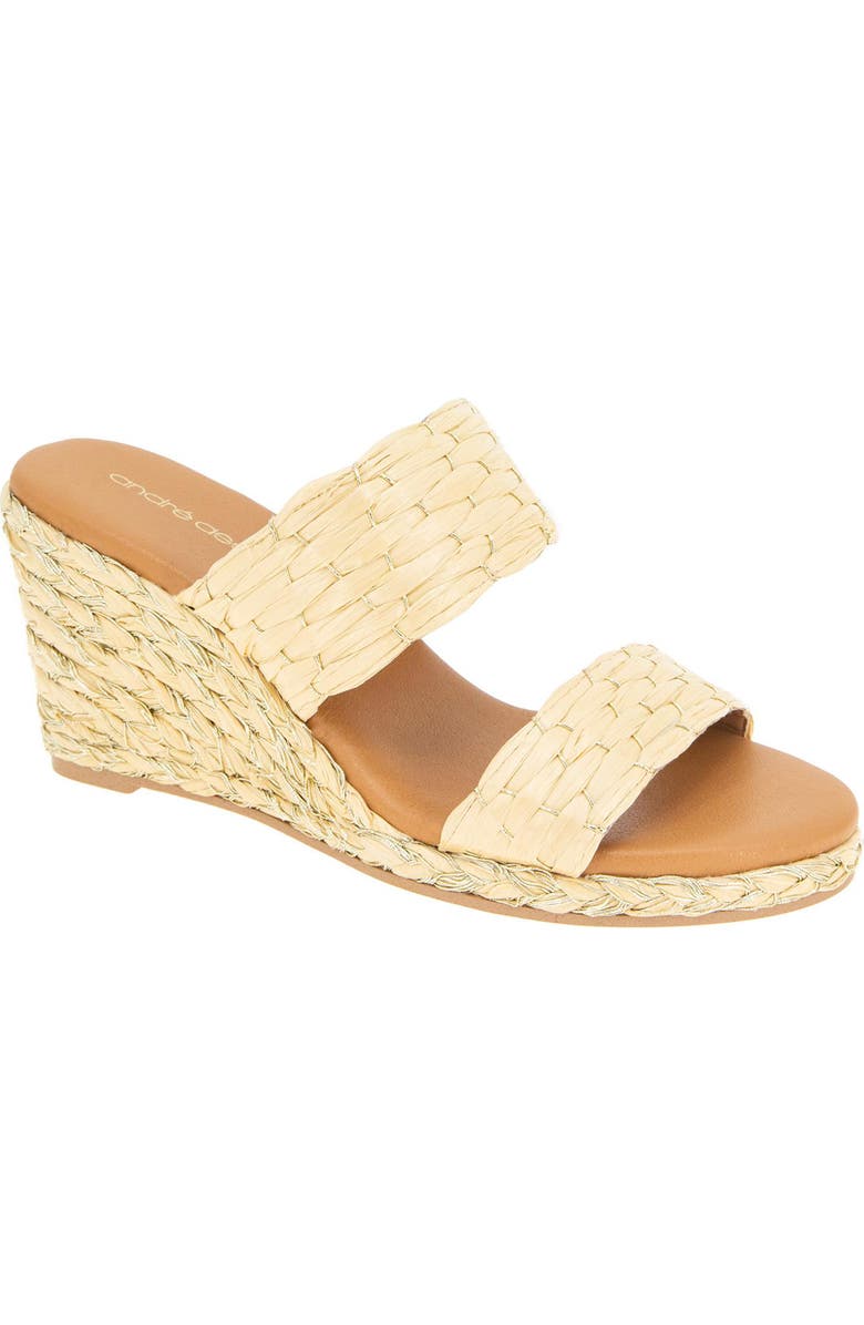 André Assous Nitra Wedge Sandal, Main, color, Natural/ Platino