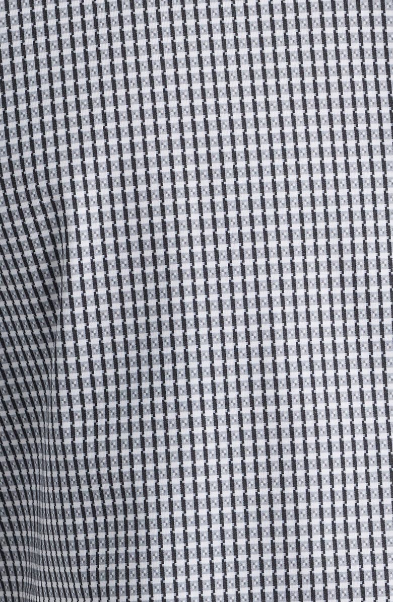 Bugatchi Miles OoohCotton<sup>®</sup> Microcheck Short Sleeve Button-Up Shirt, Alternate, color, Black