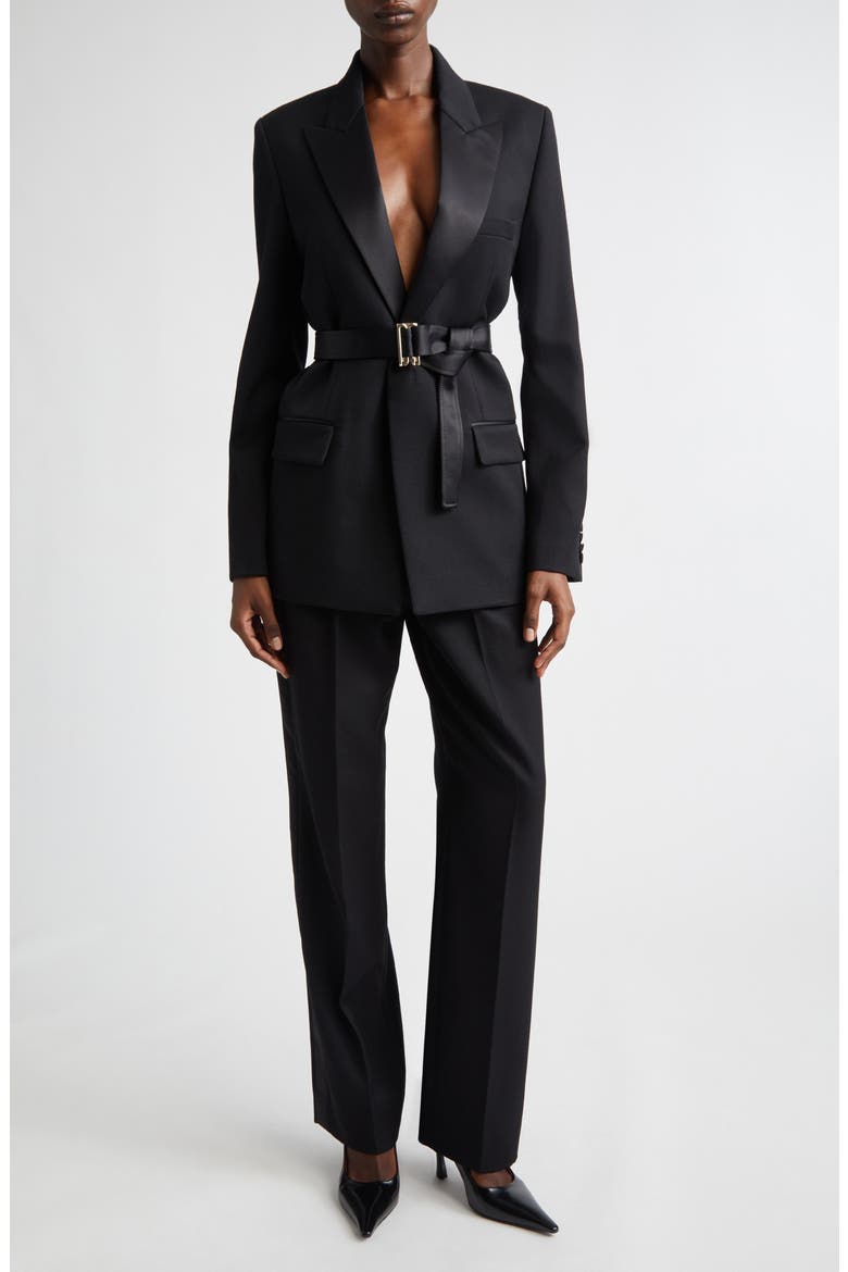 Tailored Belted Jacket, Alternate, color, BLACK