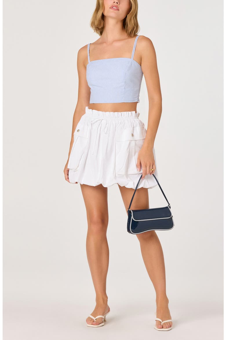 Rey Bubble Hem Drawstring Cotton Miniskirt, Alternate, color, WHITE