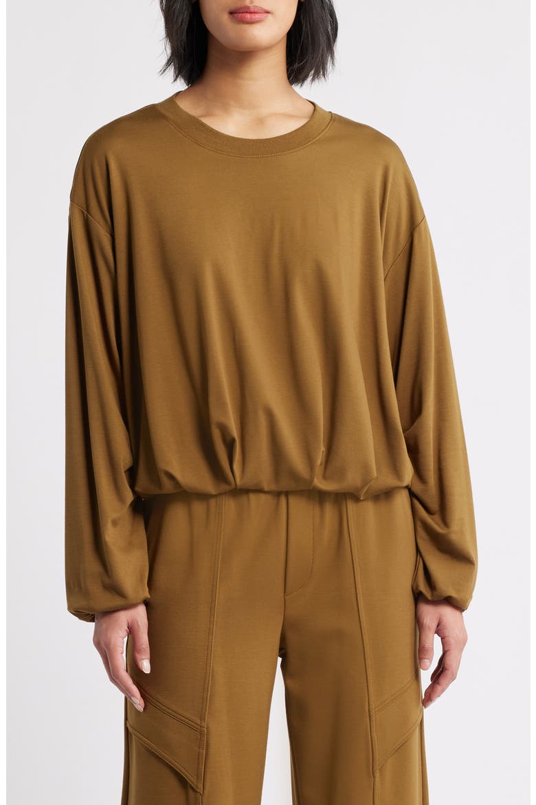Blouson Knit Top, Main, color, GOLDEN OLIVE