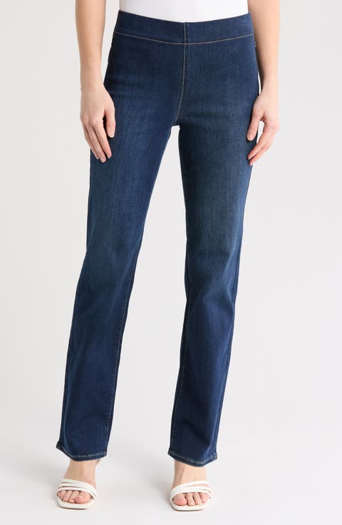 Pull On Straight Leg Jeans