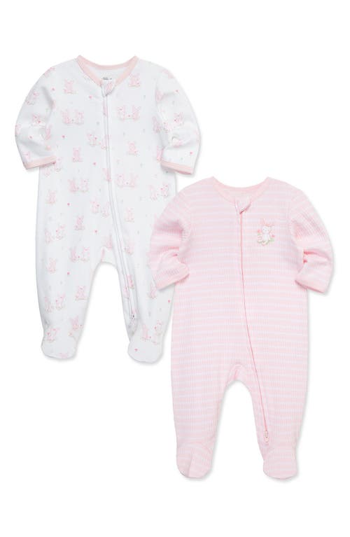 Shop Little Me Cuddly 2-pack Assorted Organic Cotton Footies In Pink