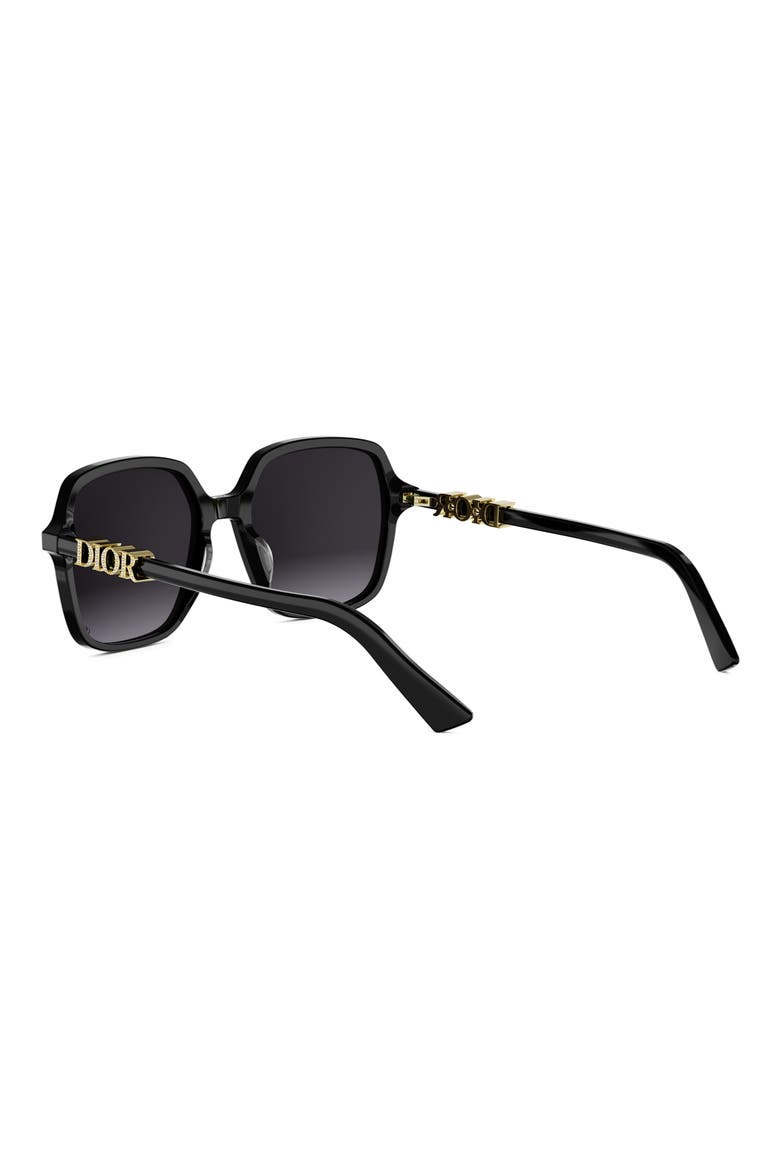 'DiorTreasure S1I 54mm Square Sunglasses, Alternate, color, SHINY BLACK / GRADIENT SMOKE