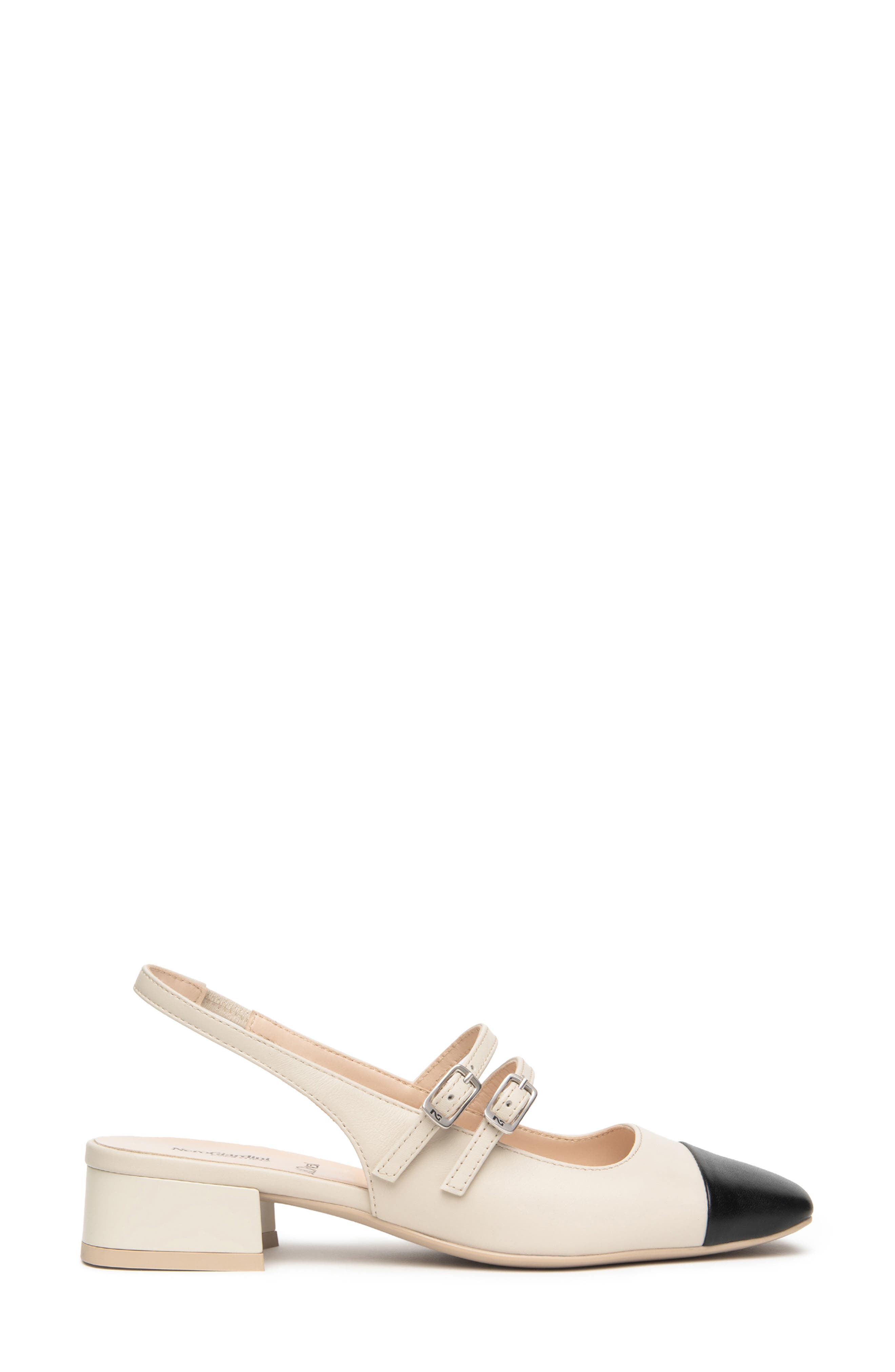 Slingback Cap Toe Pump, Alternate, color, BEIGE/ BLACK