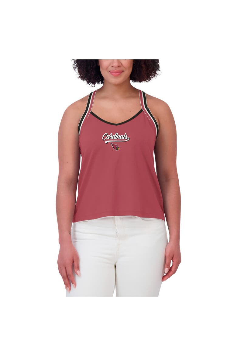 Women's WEAR by Erin Andrews Cardinal Arizona Cardinals Cross Strap Tri-Blend Tank Top, Alternate, color, Cardinal