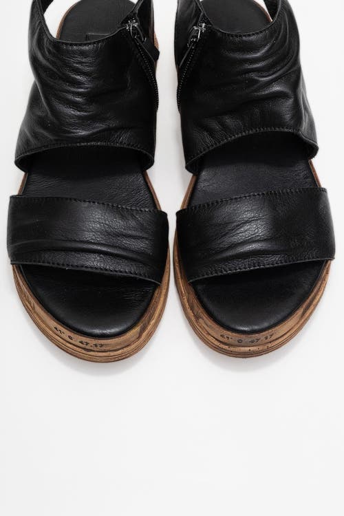 Forever & Always Shoes Lunas Leather Side-zip Flat Heel Sandal In Black