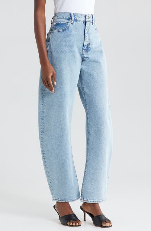 Frame The Bubble High Rise Barrel Leg Jeans In Blue