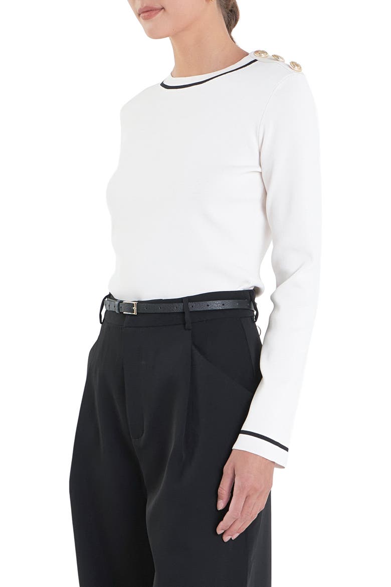 Stripe Rib Sweater, Alternate, color, OFF WHITE/ BLACK