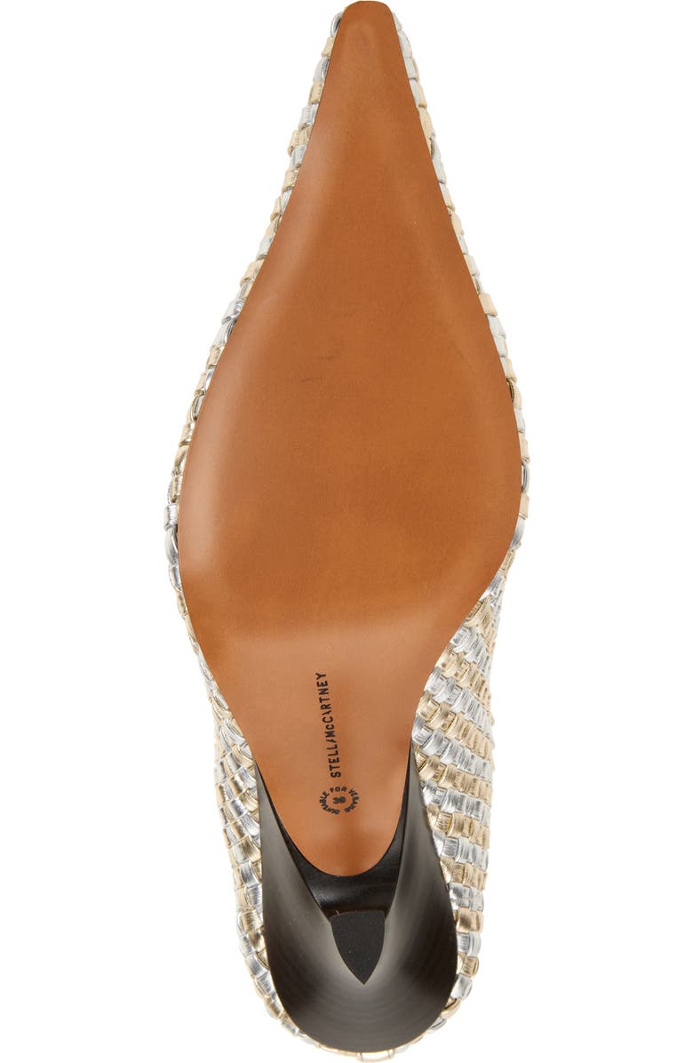 Stella McCartney Elsa Woven Pointed Toe Pump, Alternate, color, Silver/ Gold