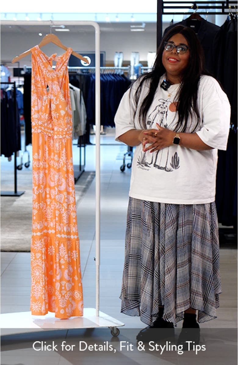 Montecito Mixed Print Cross Neck Maxi Dress, sales video thumbnail