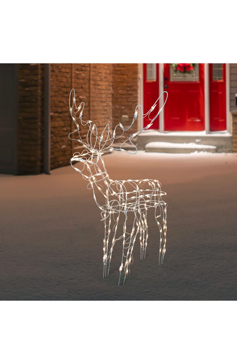 Northlight 48" Lighted White Standing Reindeer Outdoor Christmas Yard Decoration, Alternate, color, 