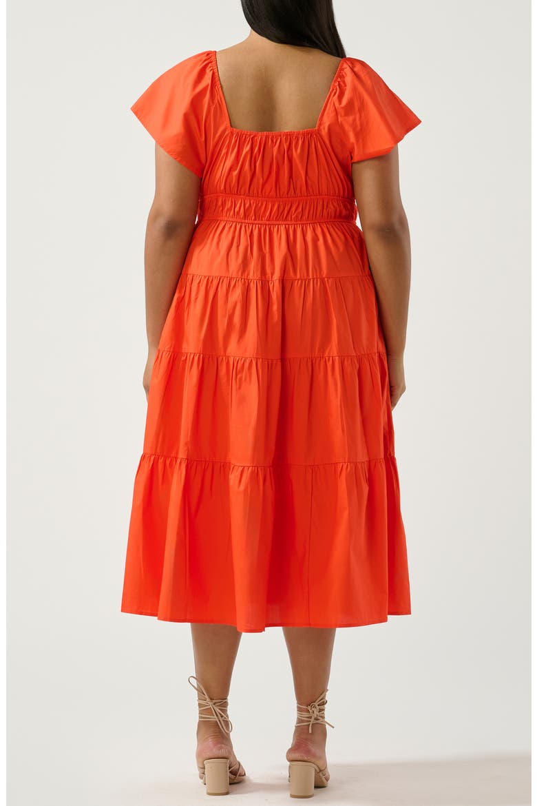 Ana Cotton Midi Dress, Alternate, color, TANGERINE